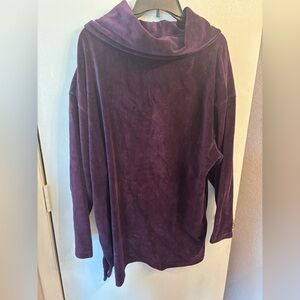 Bechamel Sz 2X Purple Velour Pullover Long Sleeve Top